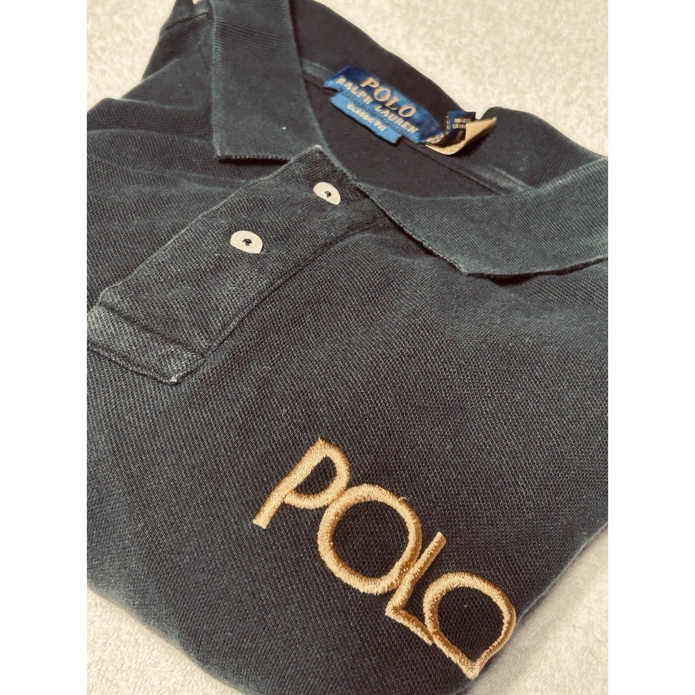 RARE VINTAGE PIECE Polo Ralph Lauren Men's Black&Gold USA Flag Mesh Polo Size XL